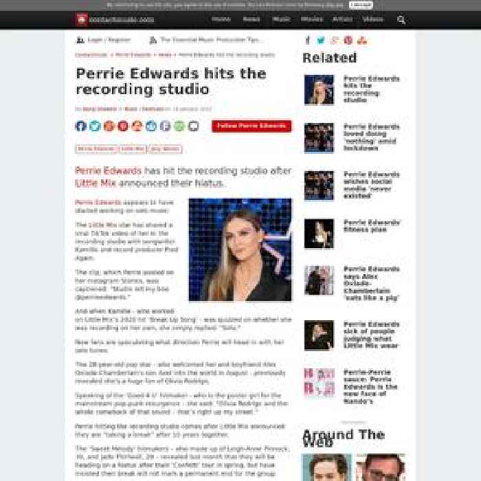 Perrie Edwards hits the recording studio