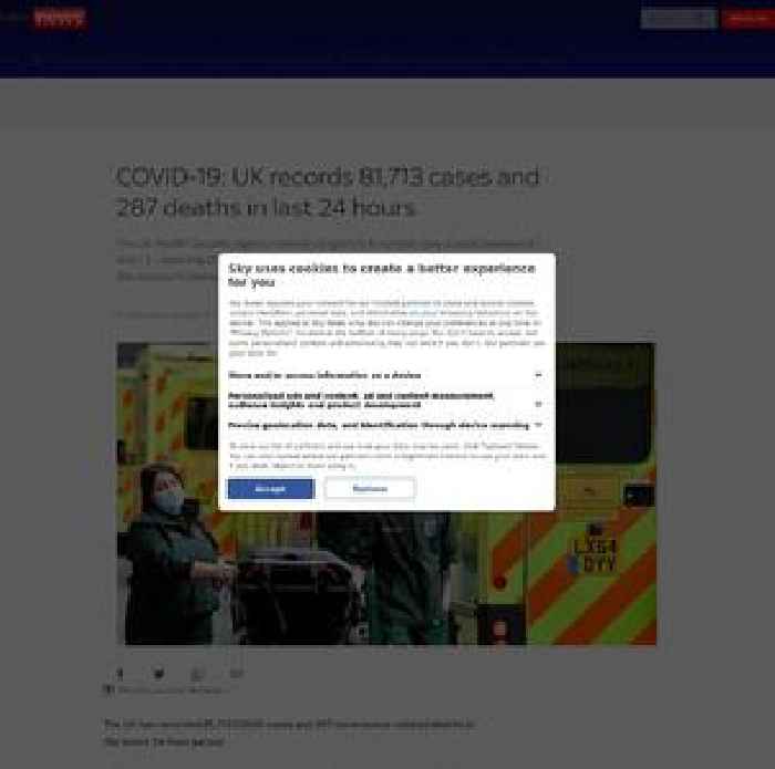 UK records 81,713 COVID cases and 287 deaths in last 24 hours