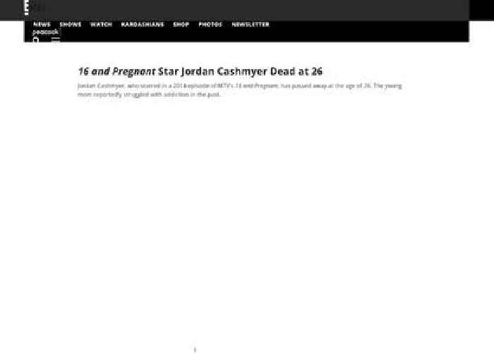 16 & Pregnant  Star Jordan Cashmyer Dead At 26
