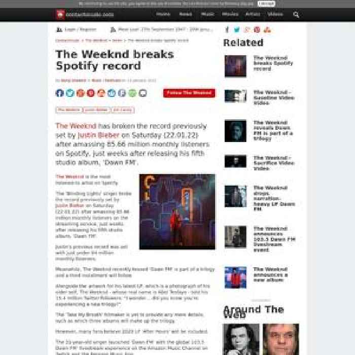 The Weeknd breaks Spotify record