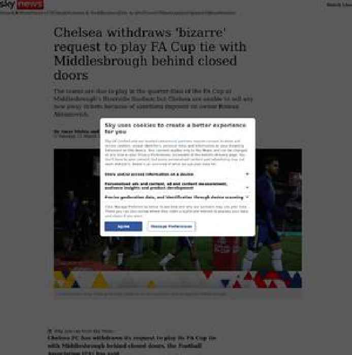 'Bizarre': Middlesbrough react to Chelsea's request to play FA Cup tie behind closed doors