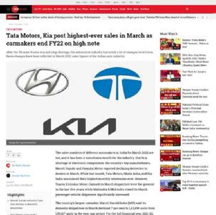  Tata Motors, Kia post highest-ever sales in March as carmakers end FY22 on high note