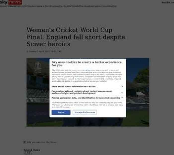 Women's Cricket World Cup Final: England fall short despite Sciver heroics