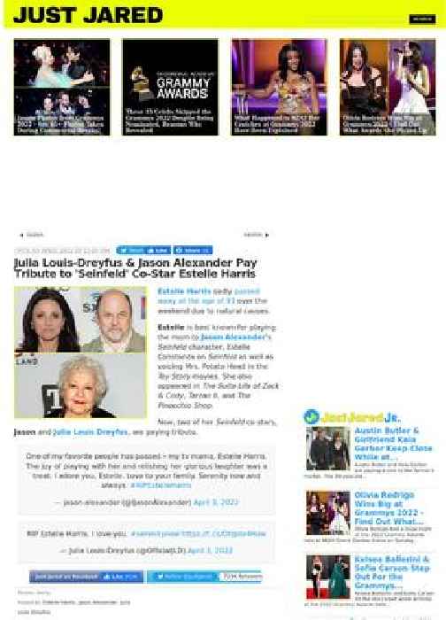 Julia Louis-Dreyfus & Jason Alexander Pay Tribute to 'Seinfeld' Co-Star Estelle Harris