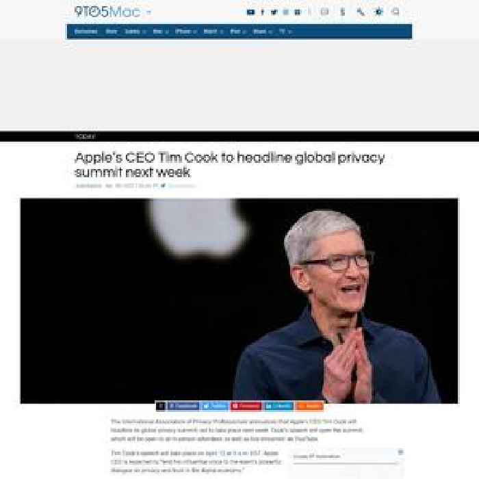 Apple’s CEO Tim Cook to headline global privacy summit next week