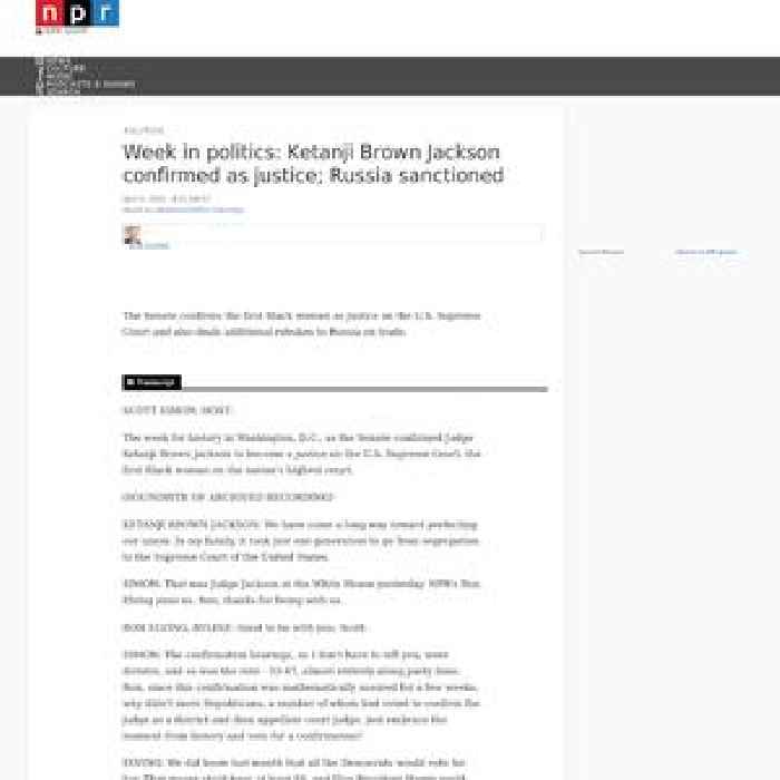 Week in politics: Ketanji Brown Jackson confirmed as justice; Russia sanctioned