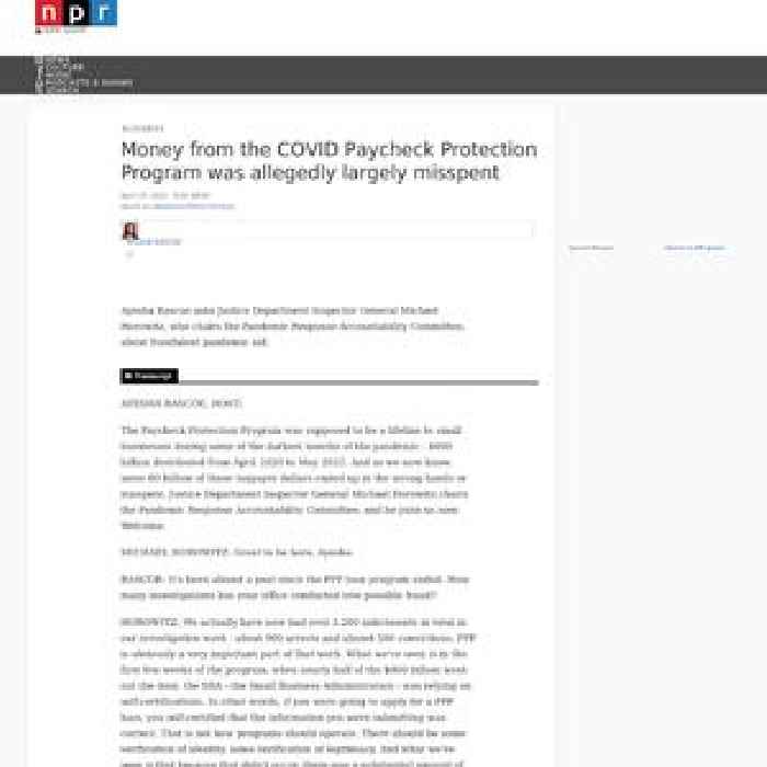 Money from the COVID Paycheck Protection Program was allegedly largely misspent
