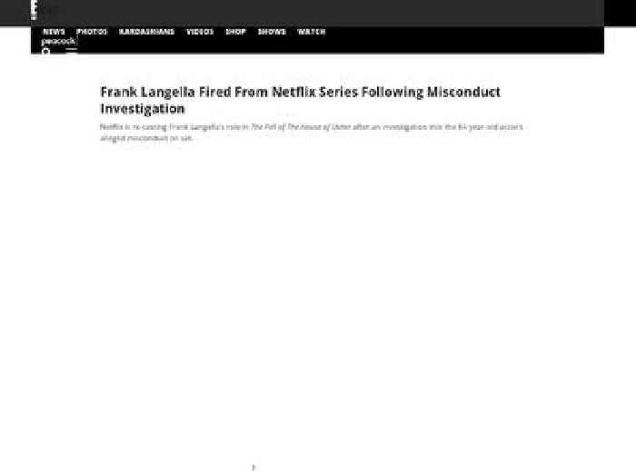 Frank Langella Fired From Netflix Series Following Misconduct Investigation