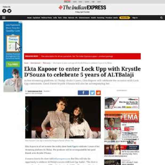 Ekta Kapoor to enter Lock Upp with Krystle D’Souza to celebrate 5 years of ALTBalaji