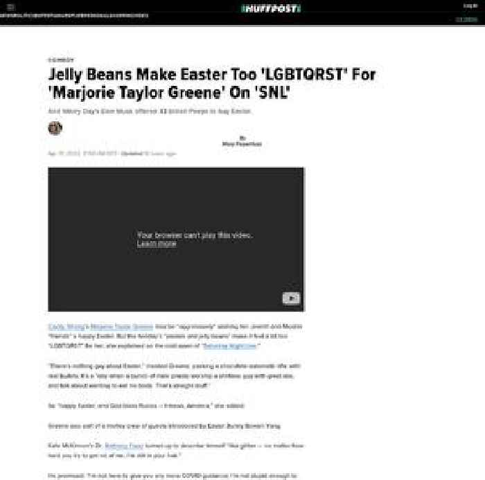 

    Jelly Beans Make Easter Too 'LGBTQRST' For 'Marjorie Taylor Greene' On 'SNL'

