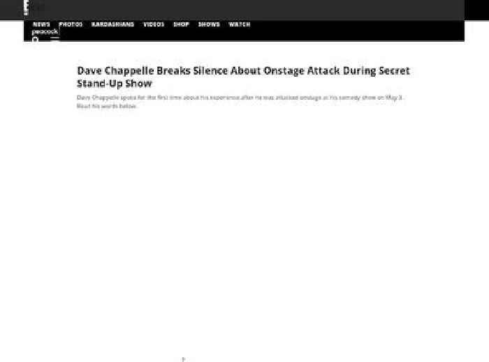 Dave Chappelle Breaks Silence About Onstage Attack During Secret Stand-Up Show