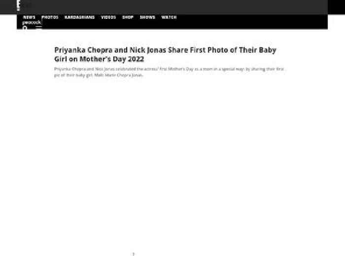 Priyanka Chopra and Nick Jonas Share First Photo of Their Baby Girl on Mother's Day 2022