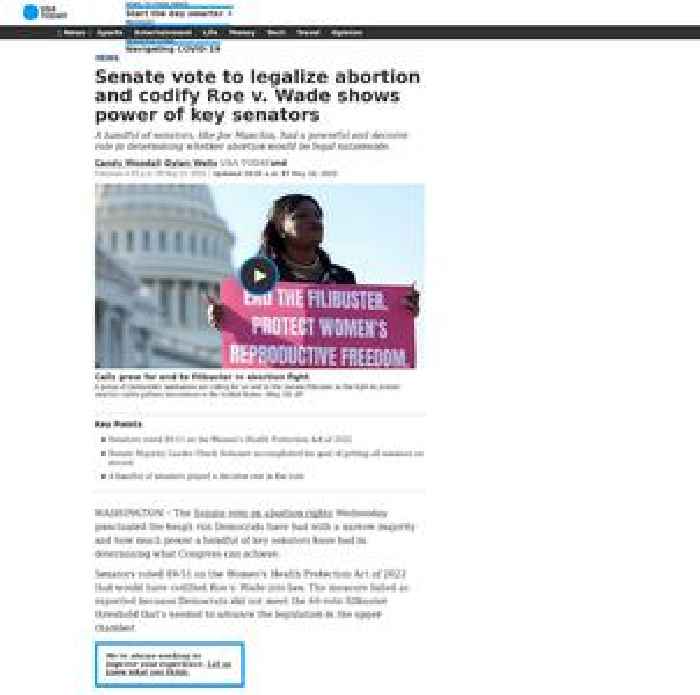 Senate vote to legalize abortion and codify Roe v. Wade shows power of key senators