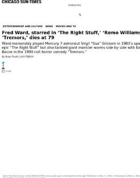 Fred Ward dead: actor starred in ‘The Right Stuff,’ ‘Remo Williams,’ ‘Tremors’