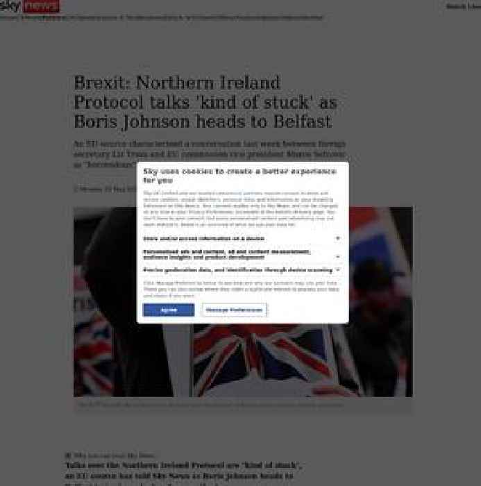 Northern Ireland Protocol talks 'kind of stuck' as PM heads to Belfast