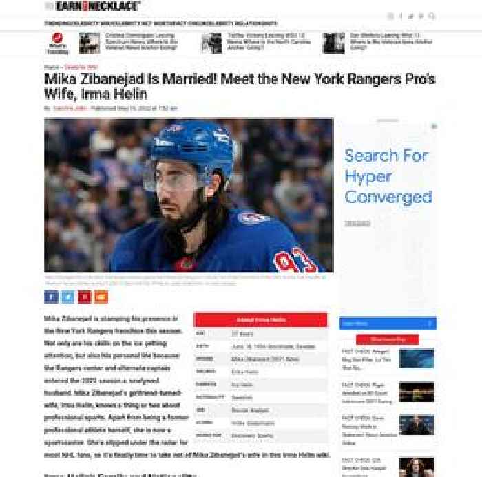 Mika Zibanejad Is Married! Meet the New York Rangers Pro’s Wife, Irma Helin