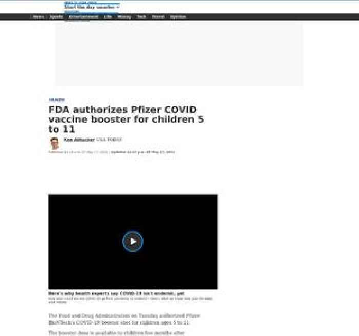 FDA authorizes Pfizer COVID vaccine booster for children 5 to 11