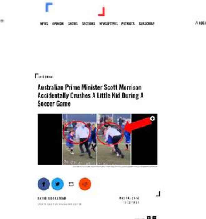 Australian Prime Minister Scott Morrison Accidentally Crushes A Little Kid During A Soccer Game