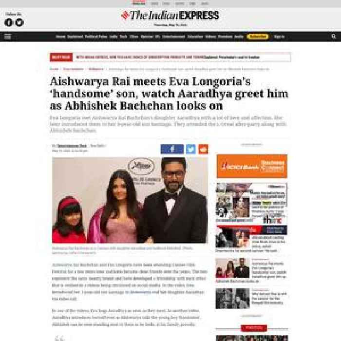 Aishwarya Rai meets Eva Longoria’s ‘handsome’ son, watch Aaradhya greet him as Abhishek Bachchan looks on