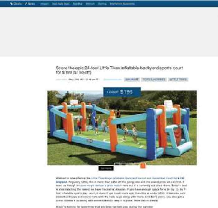 Score the epic 24-foot Little Tikes inflatable backyard sports court for $199 ($150 off)