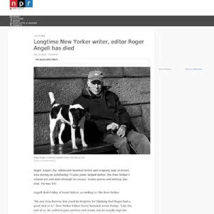 Longtime New Yorker writer, editor Roger Angell has died