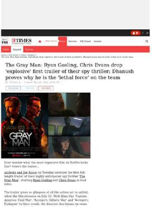 Watch: Ryan, Chris, Dhanush's Gray Man trailer