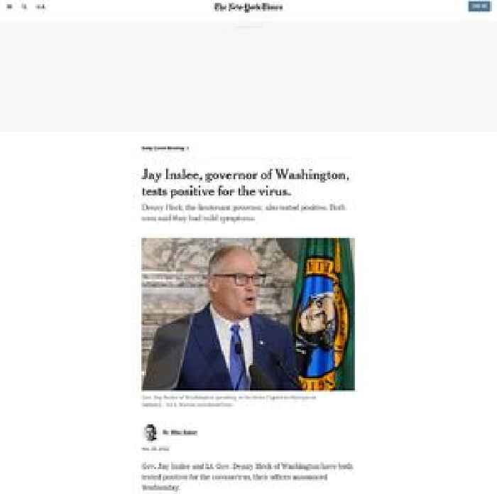 Jay Inslee, Governor of Washington, Tests Positive for Covid