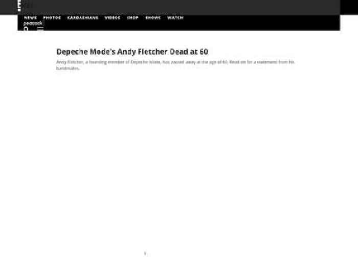 Depeche Mode's Andy Fletcher Dead at 60