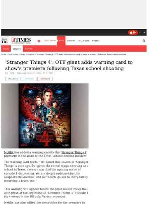 Stranger Things adds warning post Texas shooting