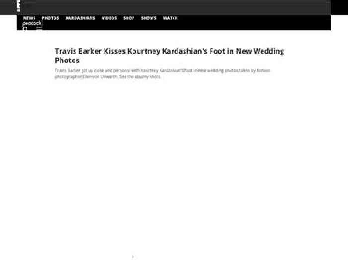 Travis Barker Kisses Kourtney Kardashian's Foot in New Wedding Photos