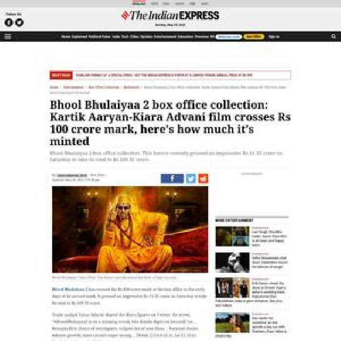 Bhool Bhulaiyaa 2 box office collection: Kartik Aaryan-Kiara Advani film crosses Rs 100 crore mark, here’s how much it’s minted