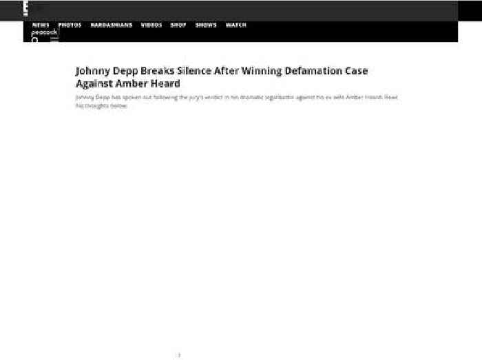 Johnny Depp Breaks Silence After Winning Defamation Case Against Amber Heard
