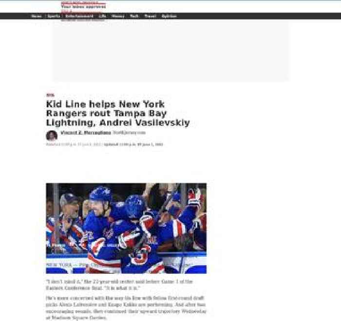 Kid Line helps New York Rangers rout Tampa Bay Lightning, Andrei Vasilevskiy