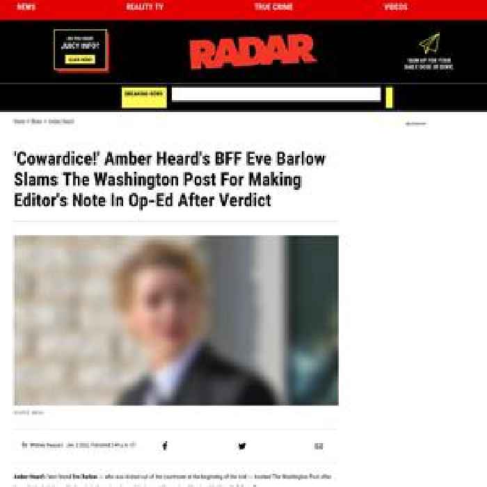 'Cowardice!' Amber Heard's BFF Eve Barlow Slams The Washington Post For Making Editor's Note In Op-Ed After Verdict
