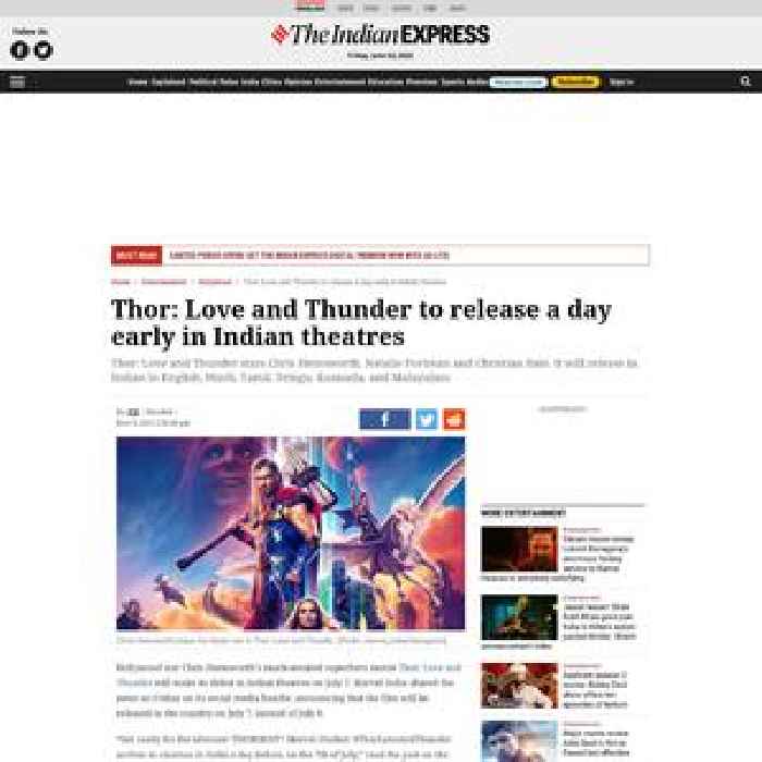 Thor: Love and Thunder to release a day early in Indian theatres