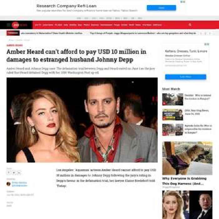  Amber Heard can't afford to pay USD 10 million in damages to estranged husband Johnny Depp