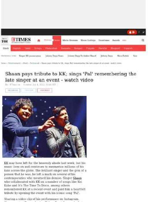 Shaan sings 'Pal' remembering KK at an event