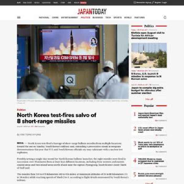 North Korea fires ballistic missile toward sea: S Korea