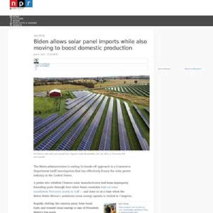 Biden allows solar panel imports while also moving to boost domestic production