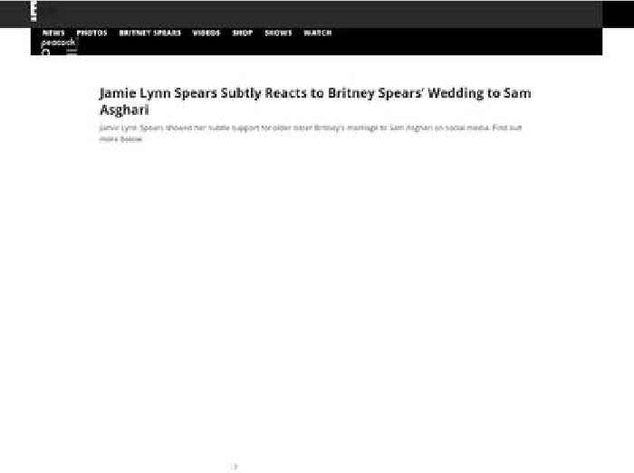 Jamie Lynn Spears Subtly Reacts to Britney Spears' Wedding to Sam Asghari