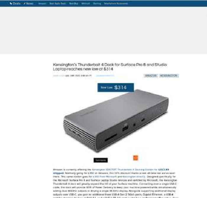 Kensington’s Thunderbolt 4 Dock for Surface Pro 8 and Studio Laptop reaches new low at $314