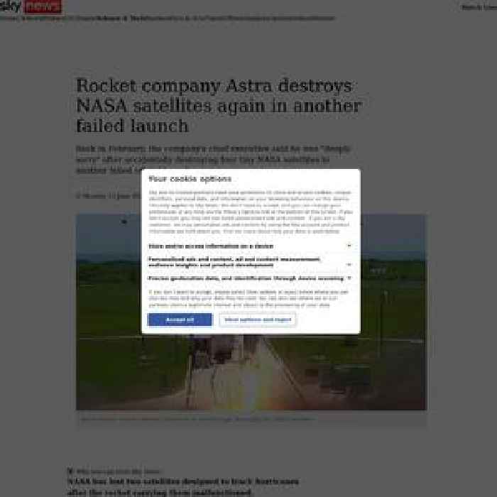 Rocket company Astra destroys NASA satellites again in another failed launch