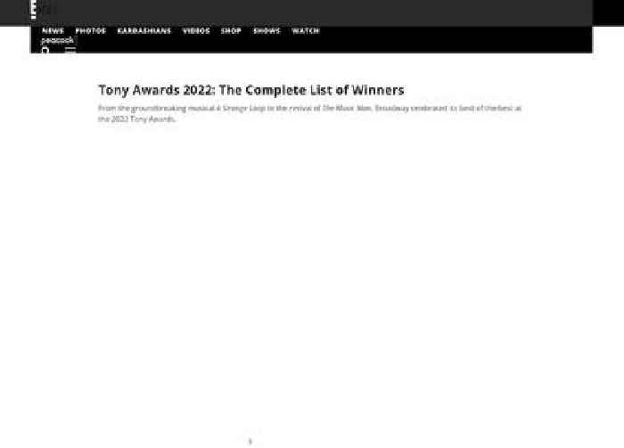 Tony Awards 2022: The Complete List of Winners