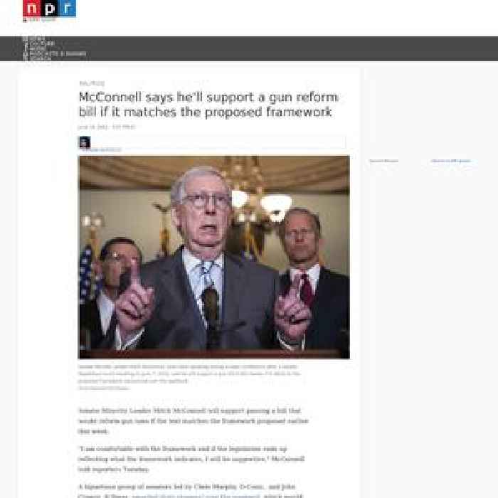 McConnell says he'll support a gun reform bill if it matches the proposed framework