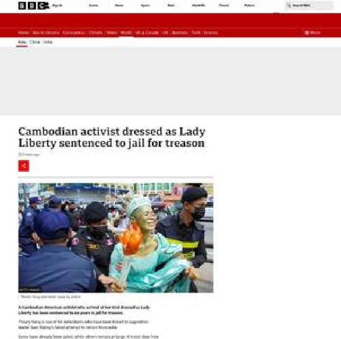 Cambodian activist dressed as Lady Liberty sentenced to jail for treason