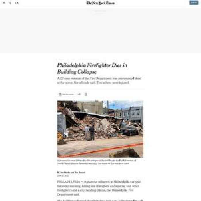 Philadelphia Firefighter Dies in Building Collapse