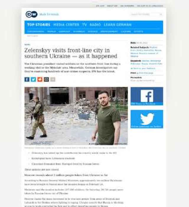 Zelenskyy visits front-line city in southern Ukraine — live updates