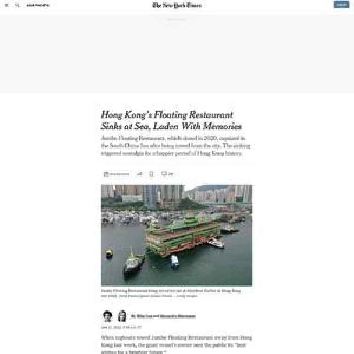 Jumbo, Hong Kong’s Floating Restaurant, Sinks After Capsizing