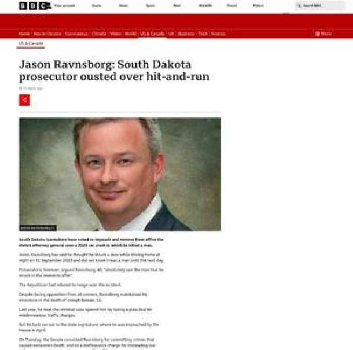 Jason Ravnsborg: South Dakota prosecutor ousted over hit-and-run
