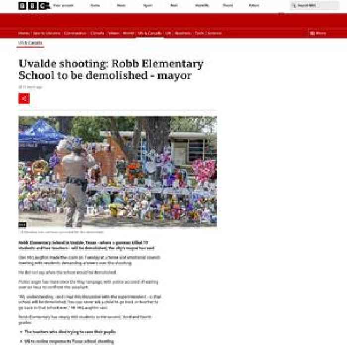 Uvalde shooting: Robb Elementary School to be demolished - mayor